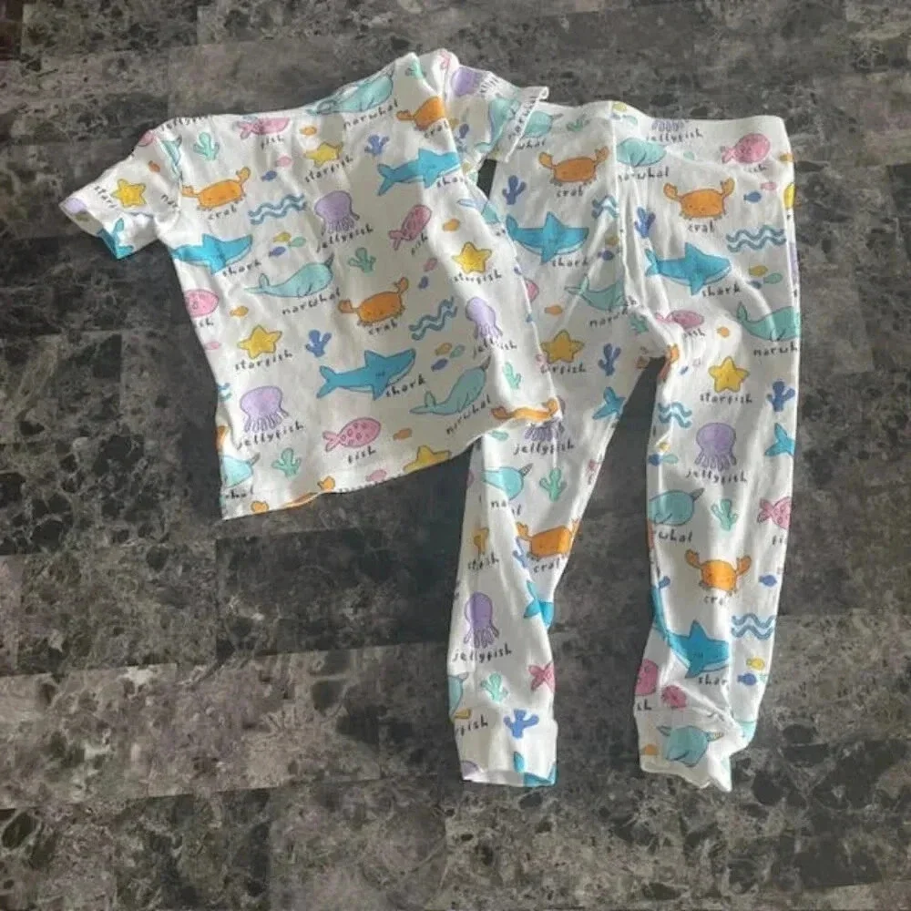 Children's Place Toddler Girls Sea Creature Snug Fit Cotton Pajamas, Size 2T
